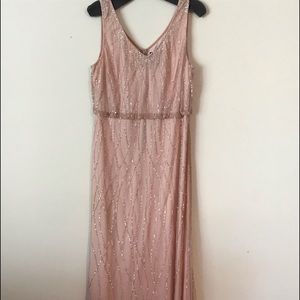 Pink sequenced chiffon dress size 14